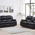 Black Leather Reclining Sofa