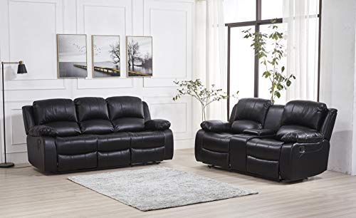 Black Leather Reclining Sofa